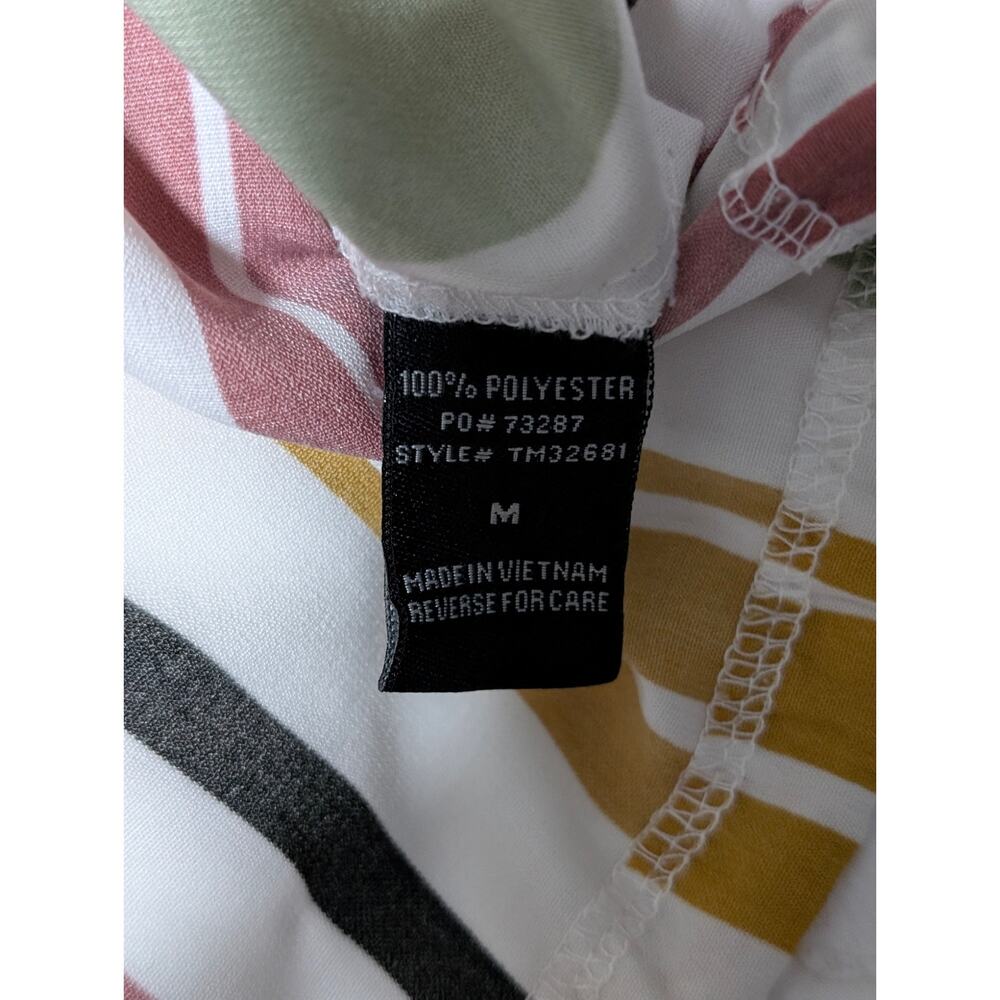 Timing Multicolor Striped Button Down Blouse Tie … - image 6